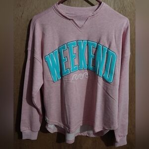 Simply Southern Womens Medium Boxy Pullover Weekend Rosy Pink Top